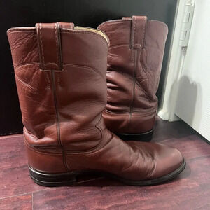 Justin Boots Mens Western Brown Leather Cowboy Sz 9.5 D Style 3404 Excellent